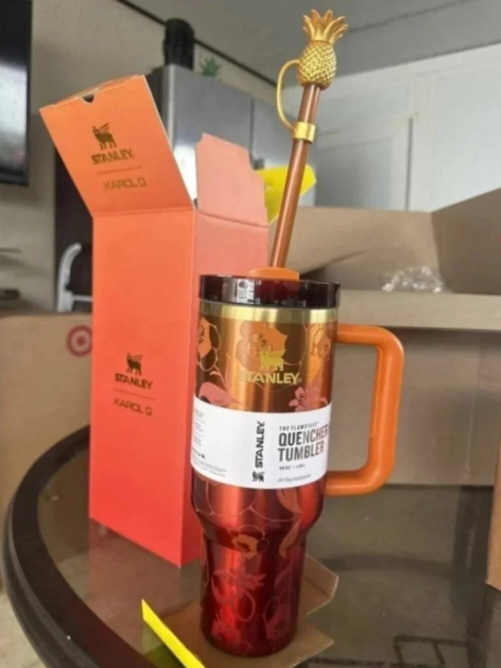 The Stanley 1913 x KAROL G 40 oz Quencher H2.O FlowState Tumbler